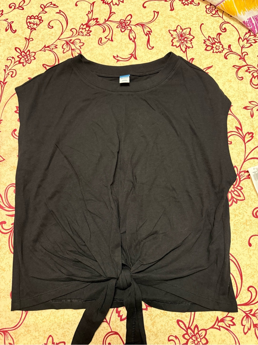 Old Navy Black Tie-Front Crop Top